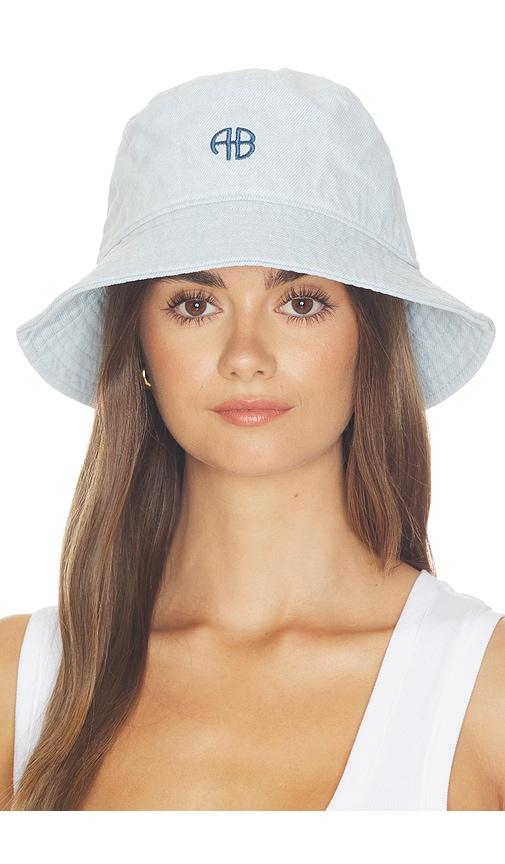 anine bing nicks bucket hat in baby blue.