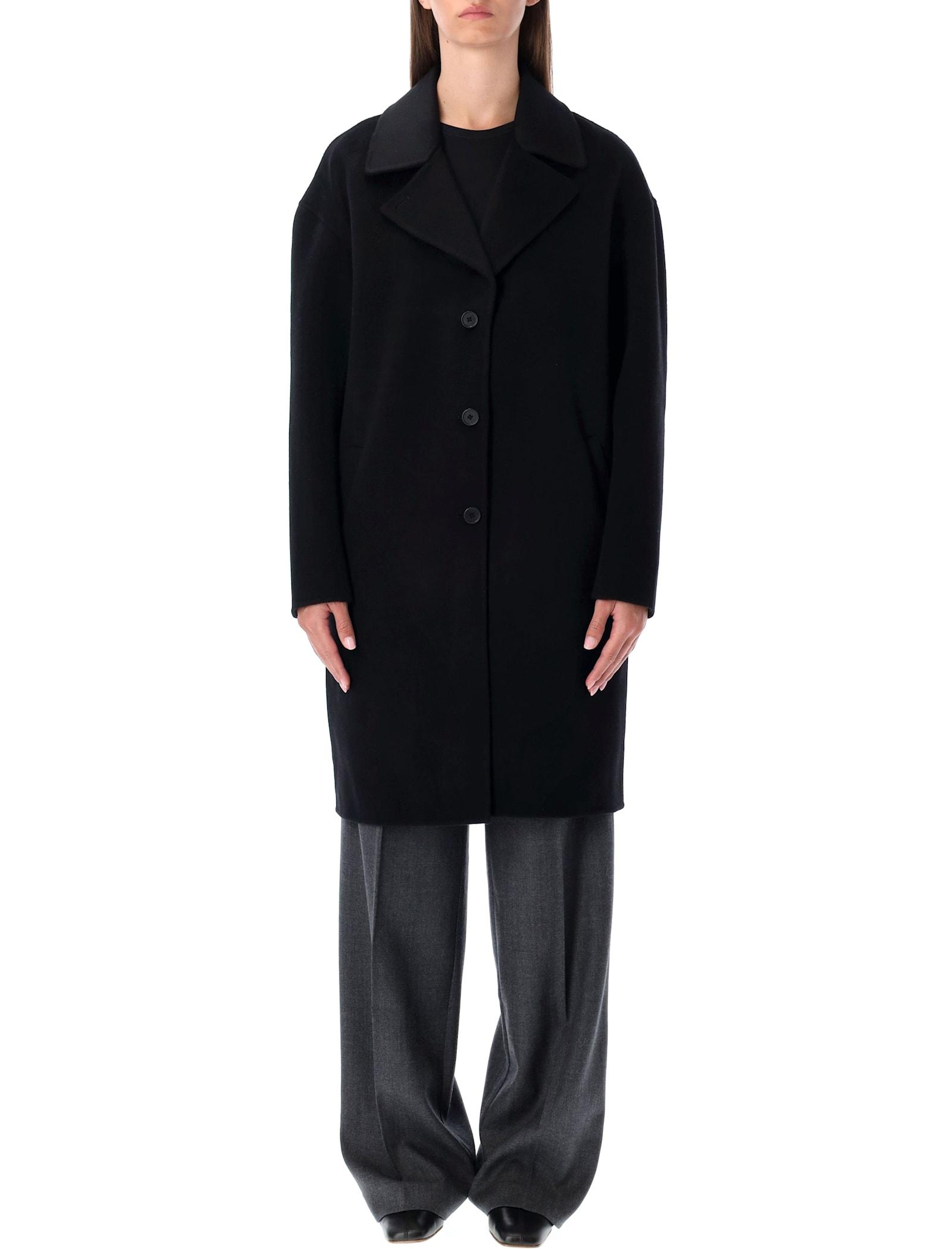 anine bing oversized black wool blend coat