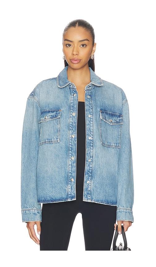 anine bing paxton shirt in blue.