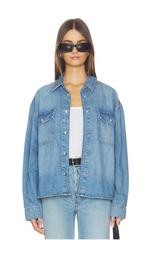 anine bing paxton shirt in blue.