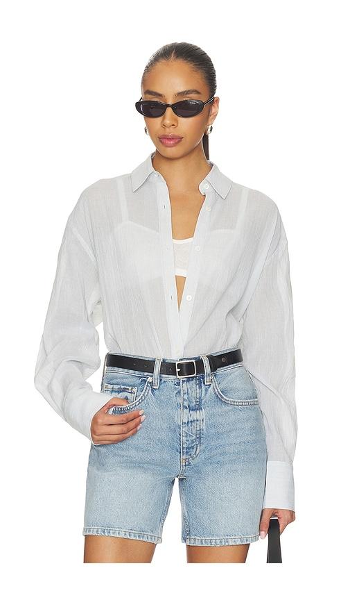 anine bing plaza shirt in baby blue.