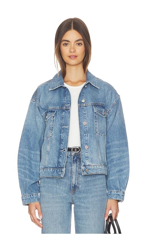 anine bing quincy jacket in blue.