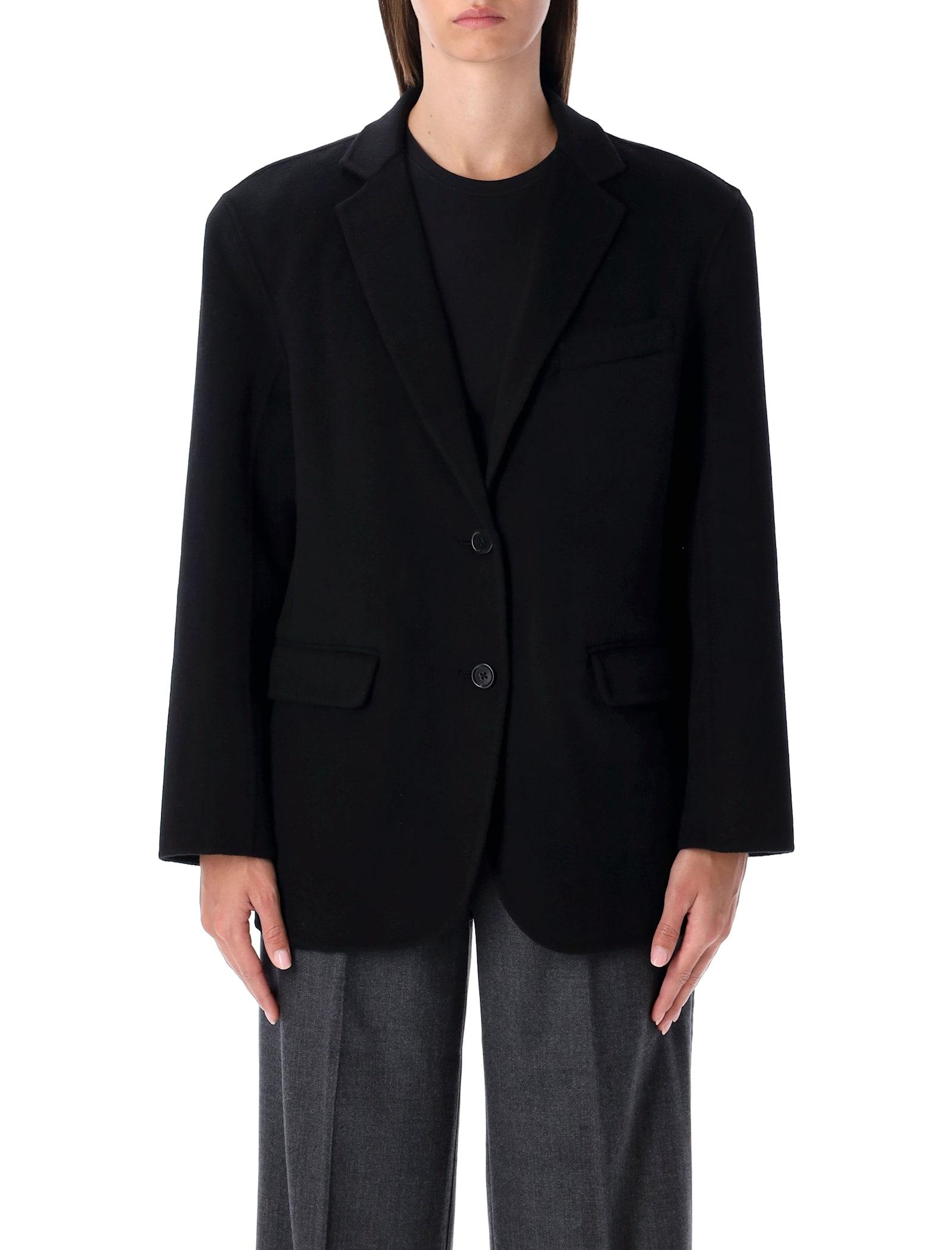 anine bing quinn oversized black wool cashmere blazer