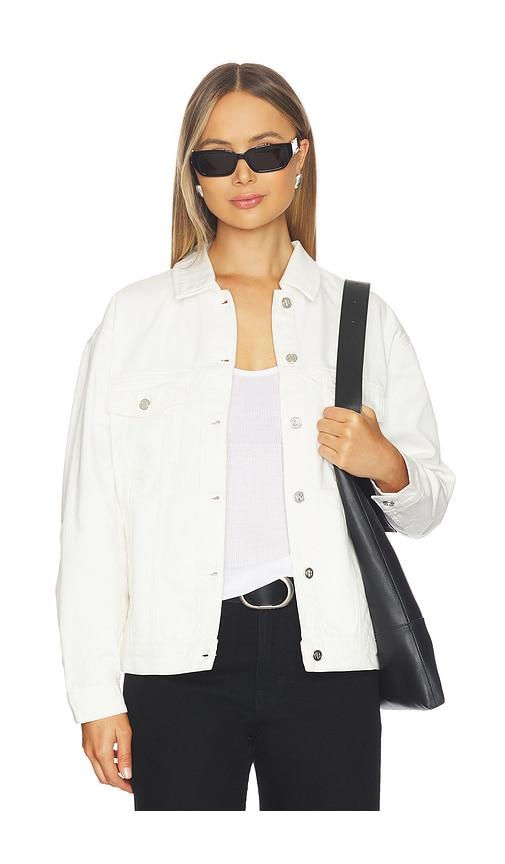 anine bing rory jacket in white.