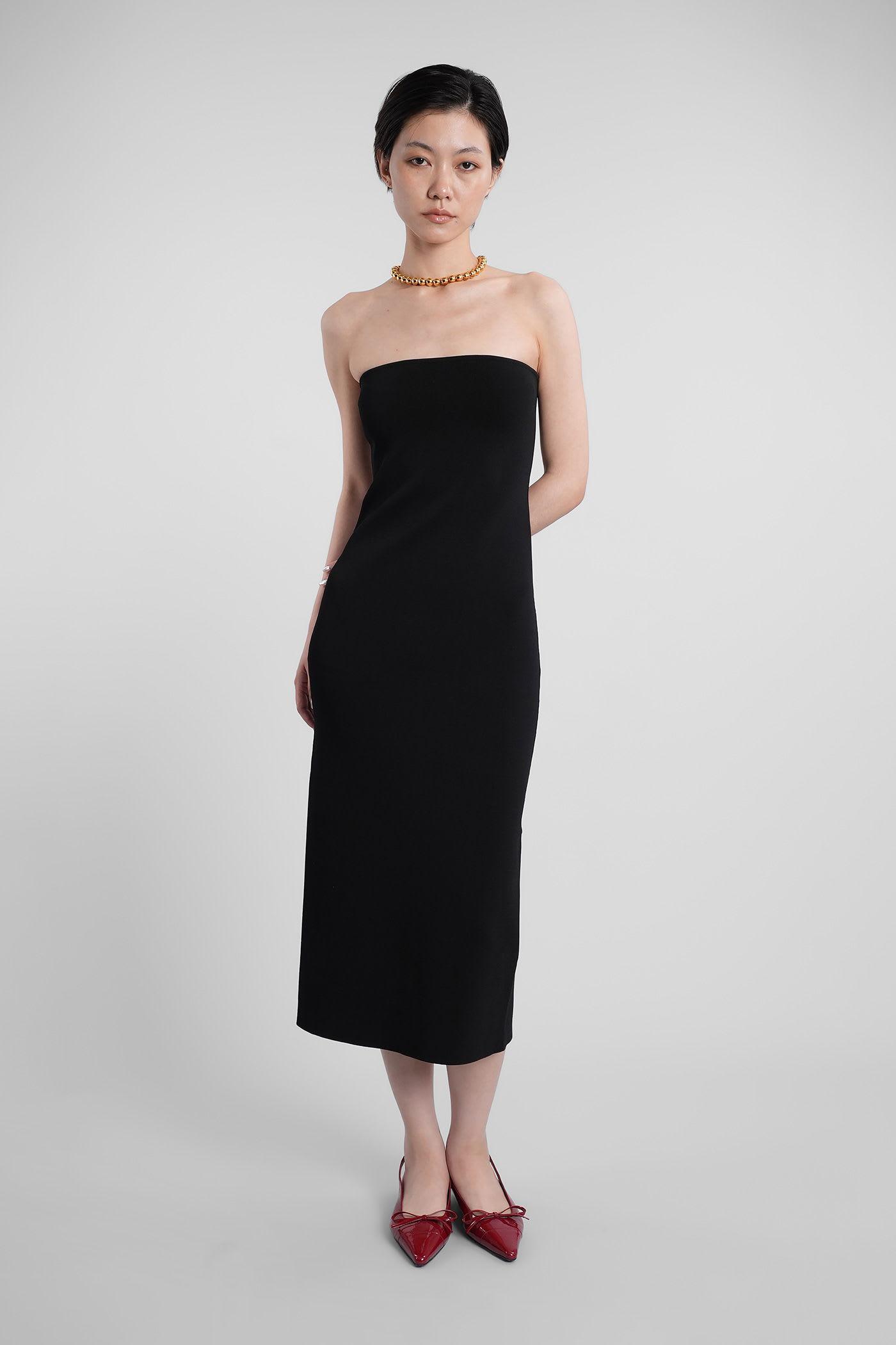 anine bing rosa long dress in black viscose