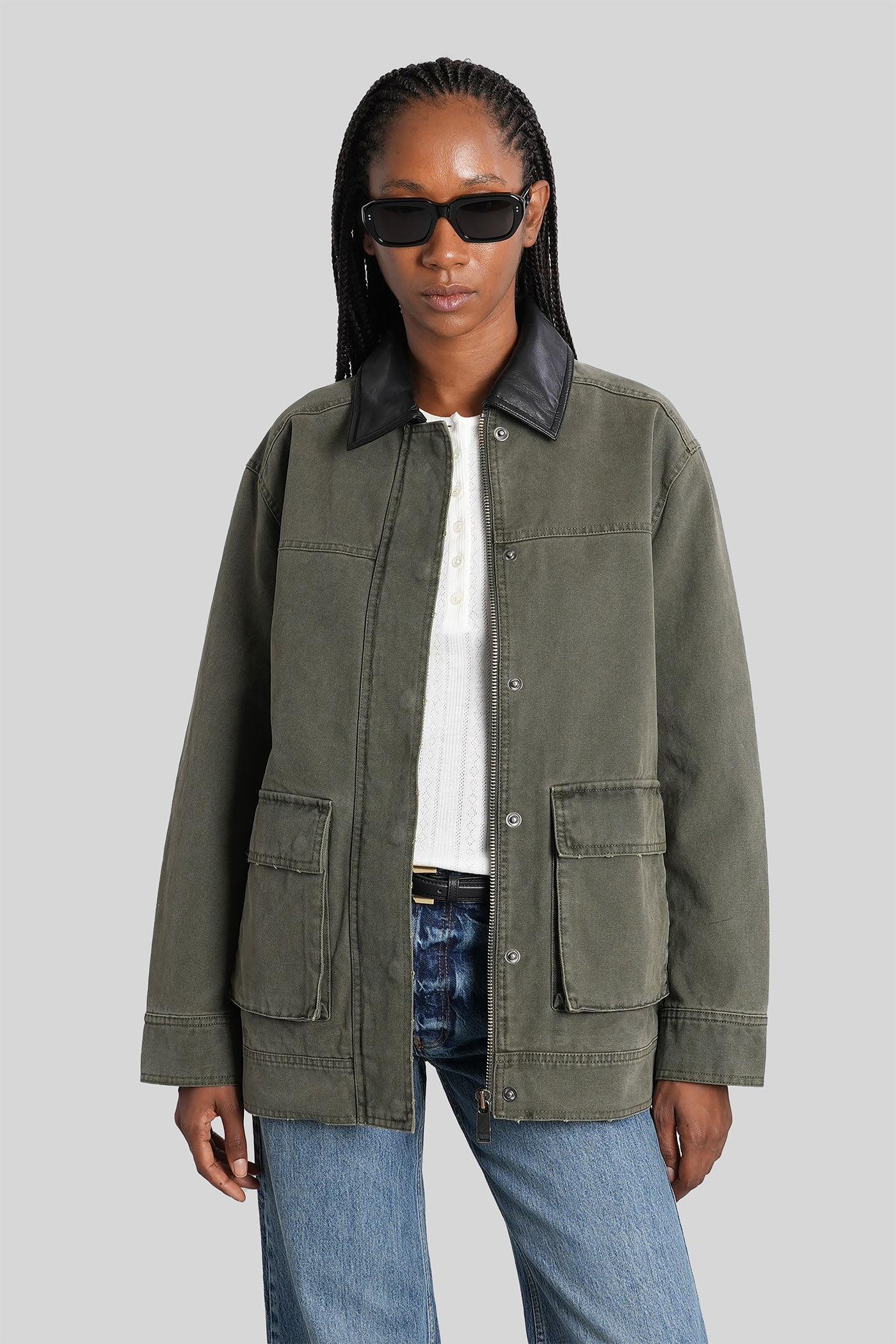 anine bing sean denim jackets in green cotton