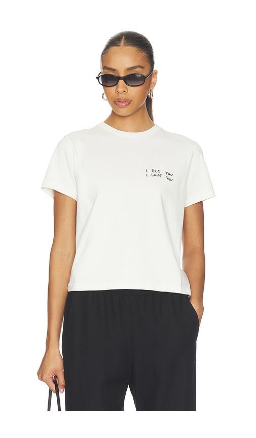 anine bing shelley i see you i love you tee in white.