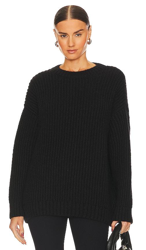 anine bing sydney crew sweater in black.