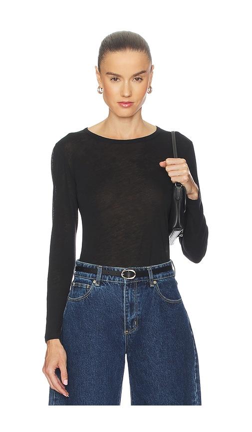 anine bing sylvie long sleeve tee in black.