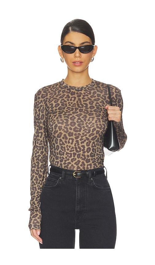 anine bing sylvie long sleeve tee in brown.