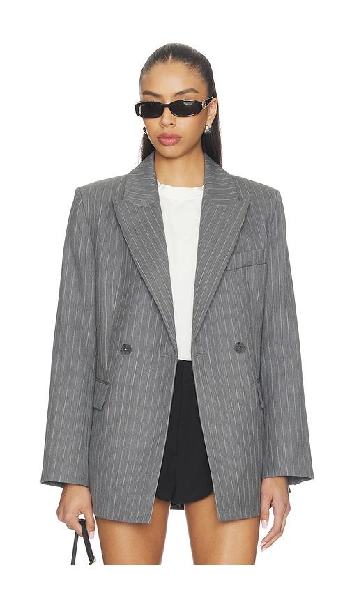 anine bing tiphaine blazer in grey.
