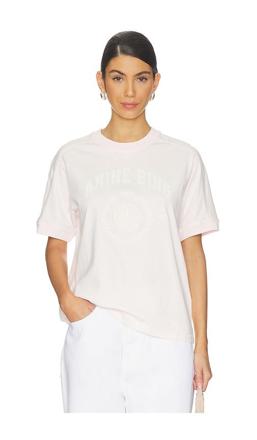 anine bing walker collegiate tee in pink.