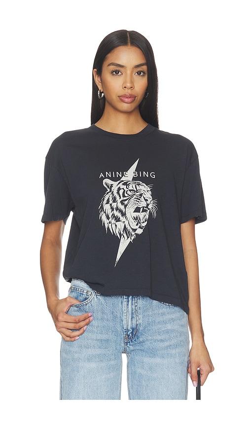 anine bing walker tiger tee in black.