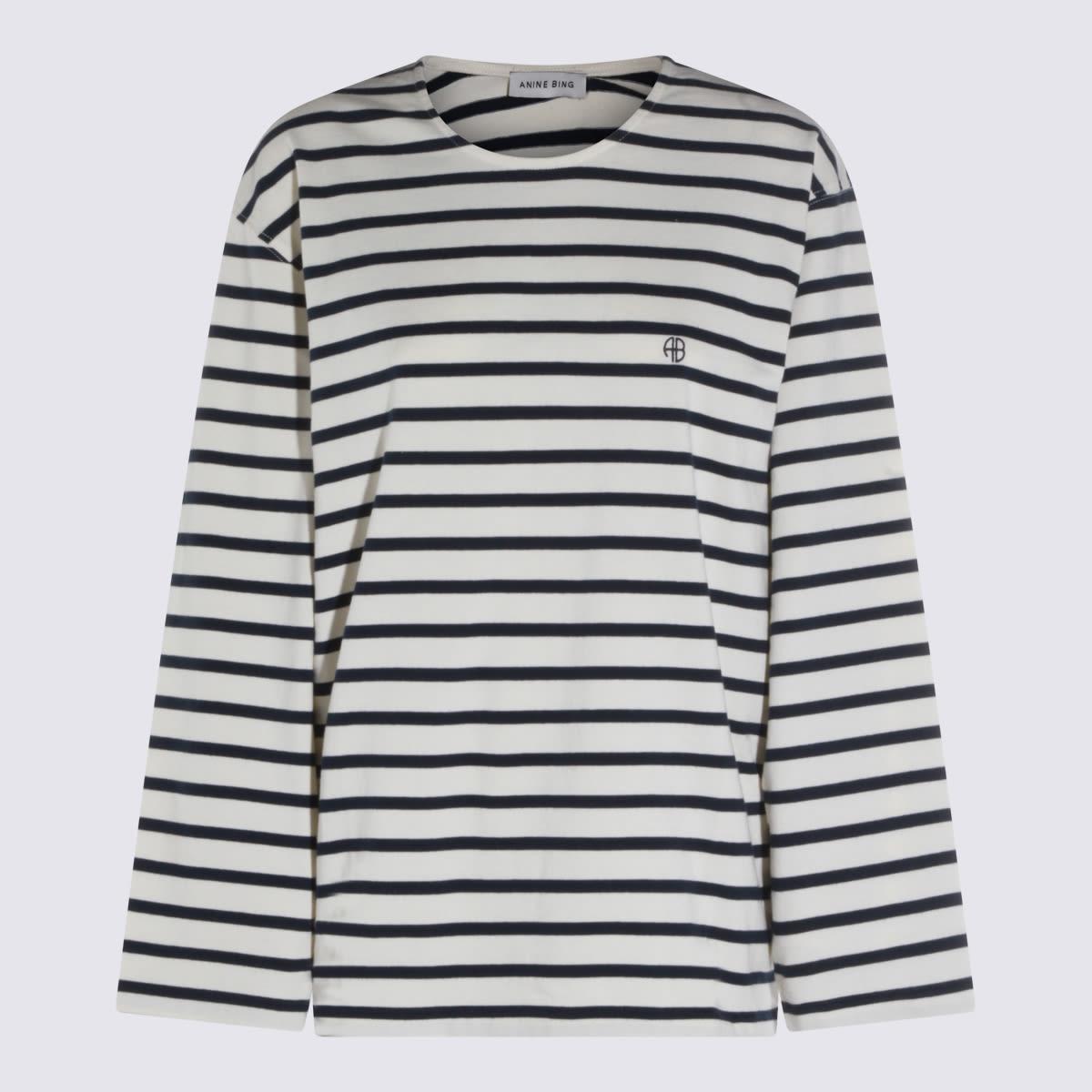 anine bing white and black cotton t-shirt