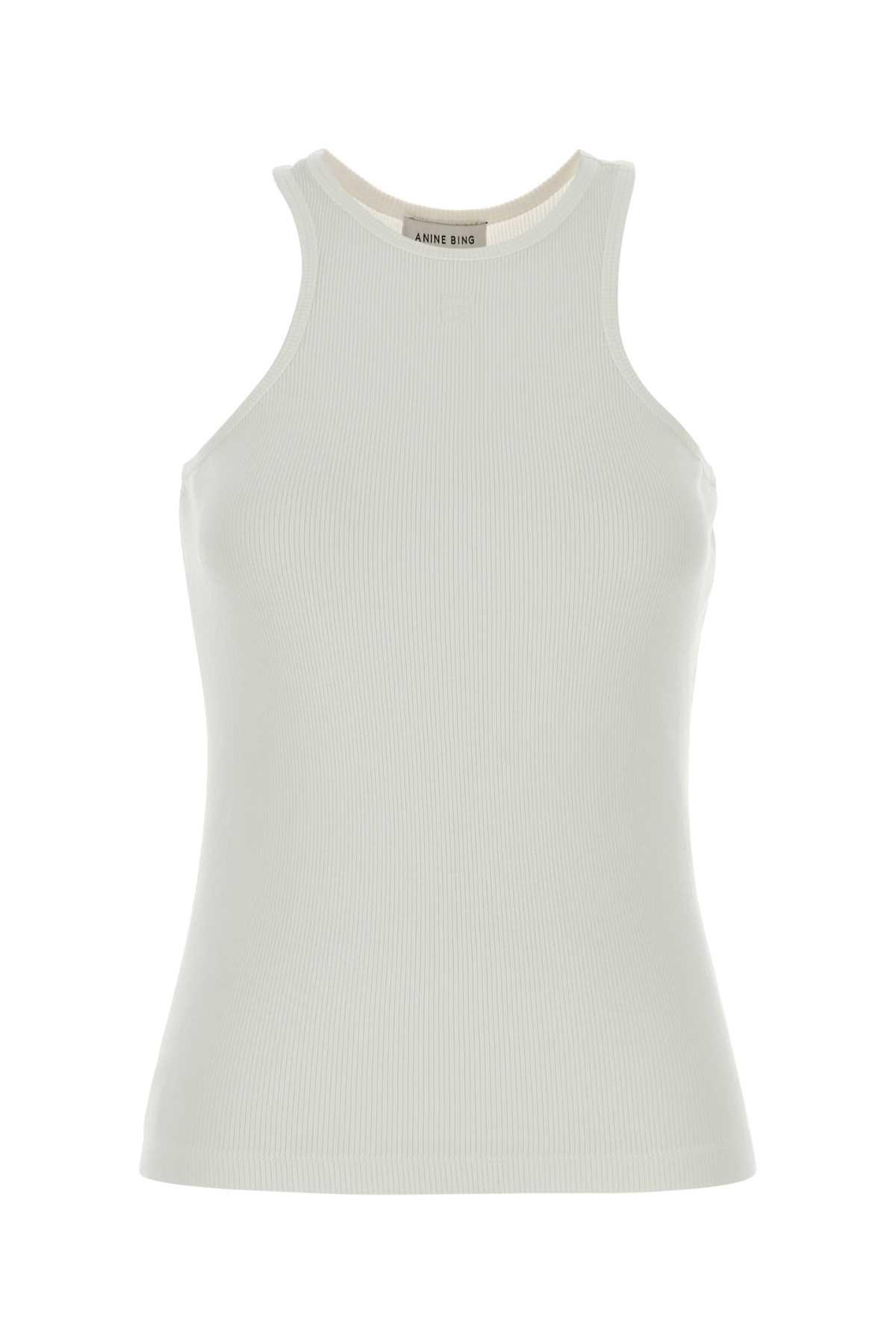 anine bing white stretch viscose cole tank top