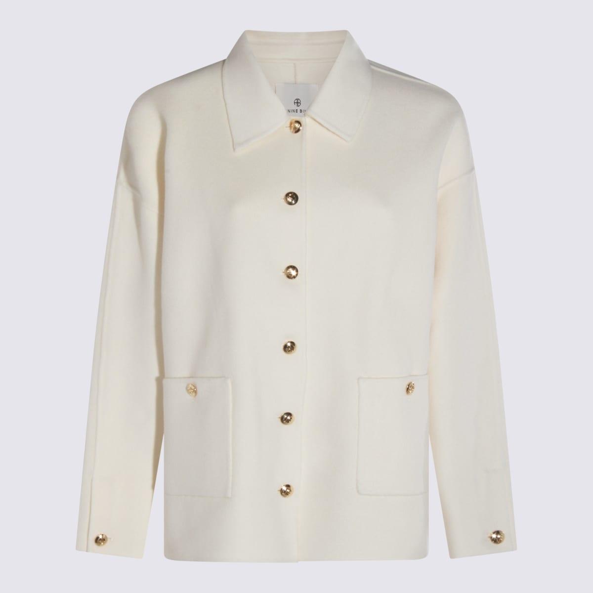 anine bing white wool casual jacket