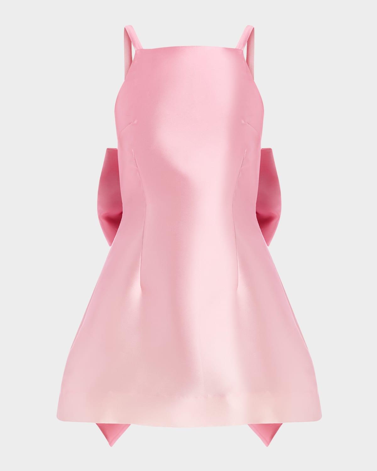 aniston fit-&-flare twill mini dress with bow