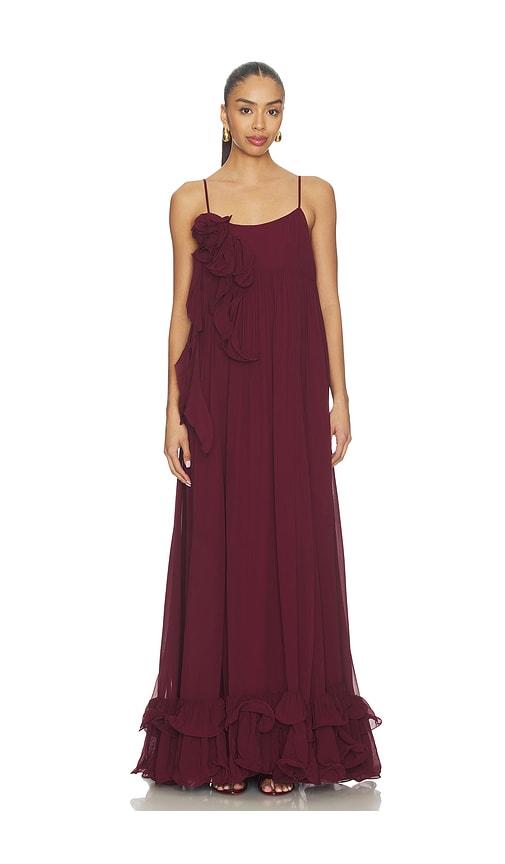 aniye records heren long dress in burgundy.