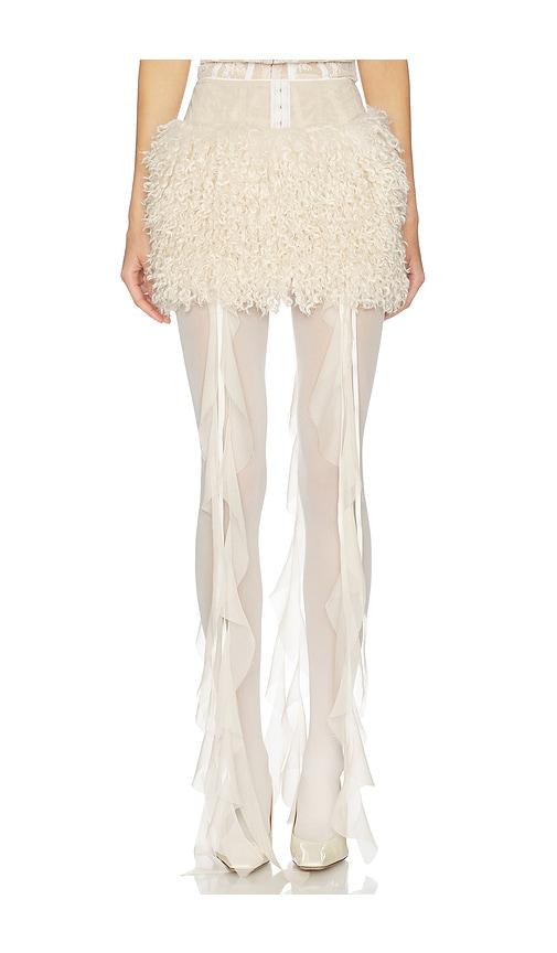 aniye records nika faux fur mini skirt in cream.