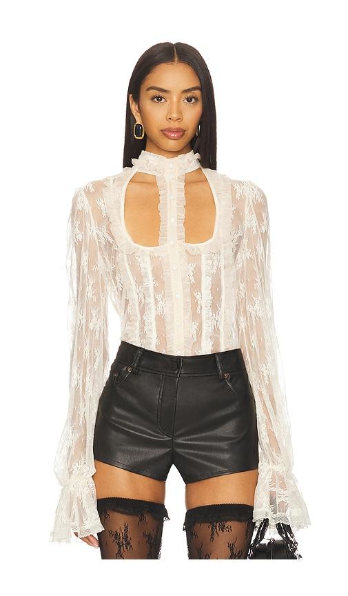 aniye records nilde chemisette top in cream.