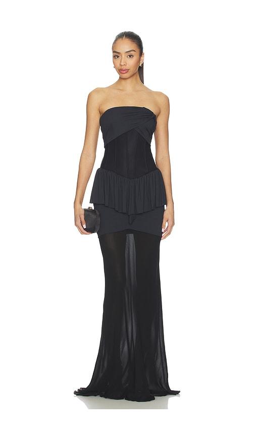 aniye records ottha long dress in black.