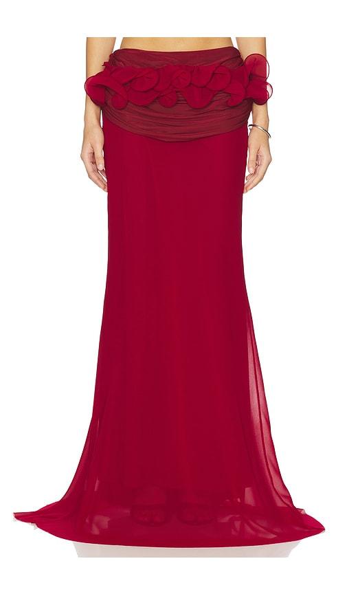 aniye records tecla long skirt in red.
