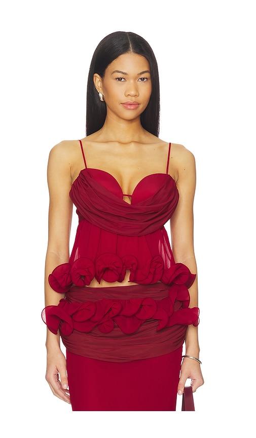 aniye records tecla wrap top in red.