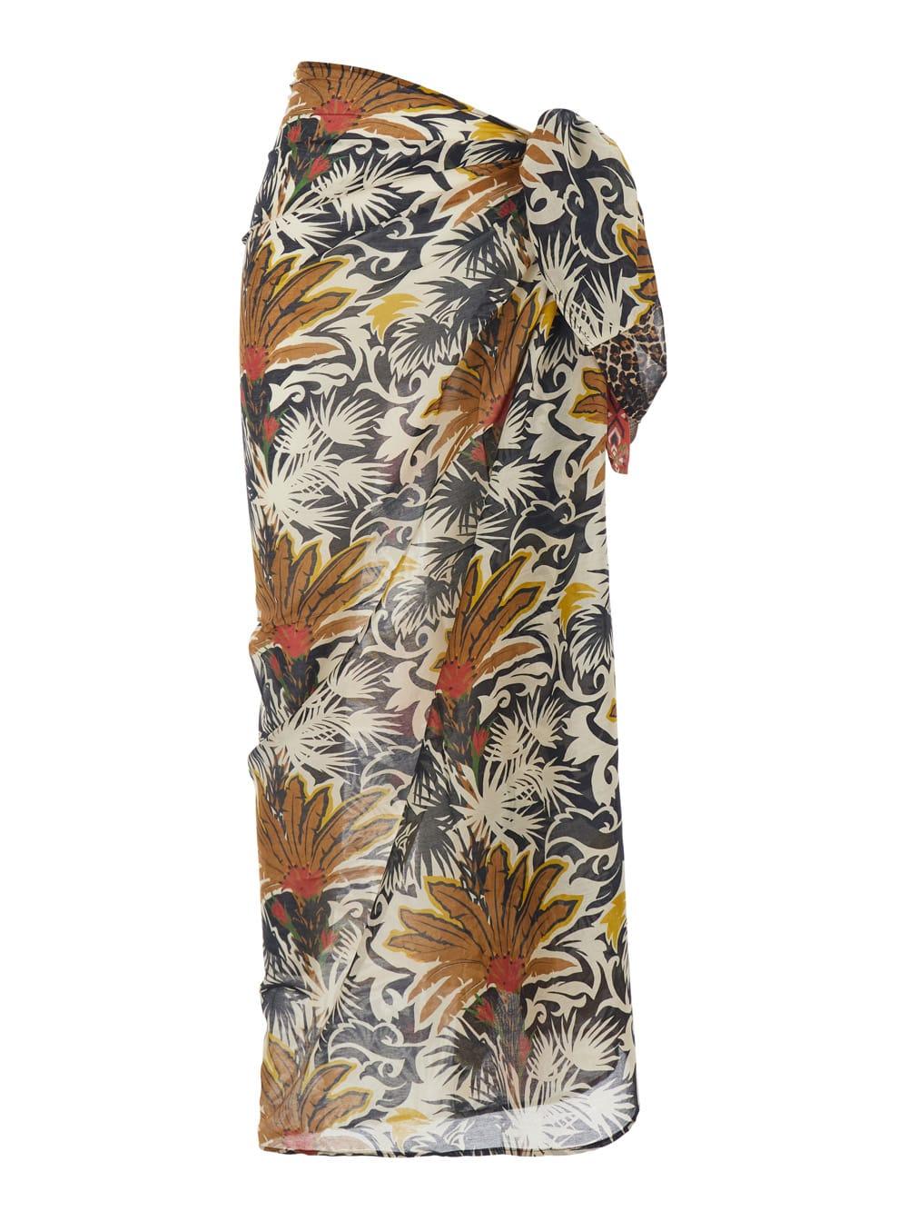 anjuna pareo - multicolor skirt with exotic motif - cotton and silk - women