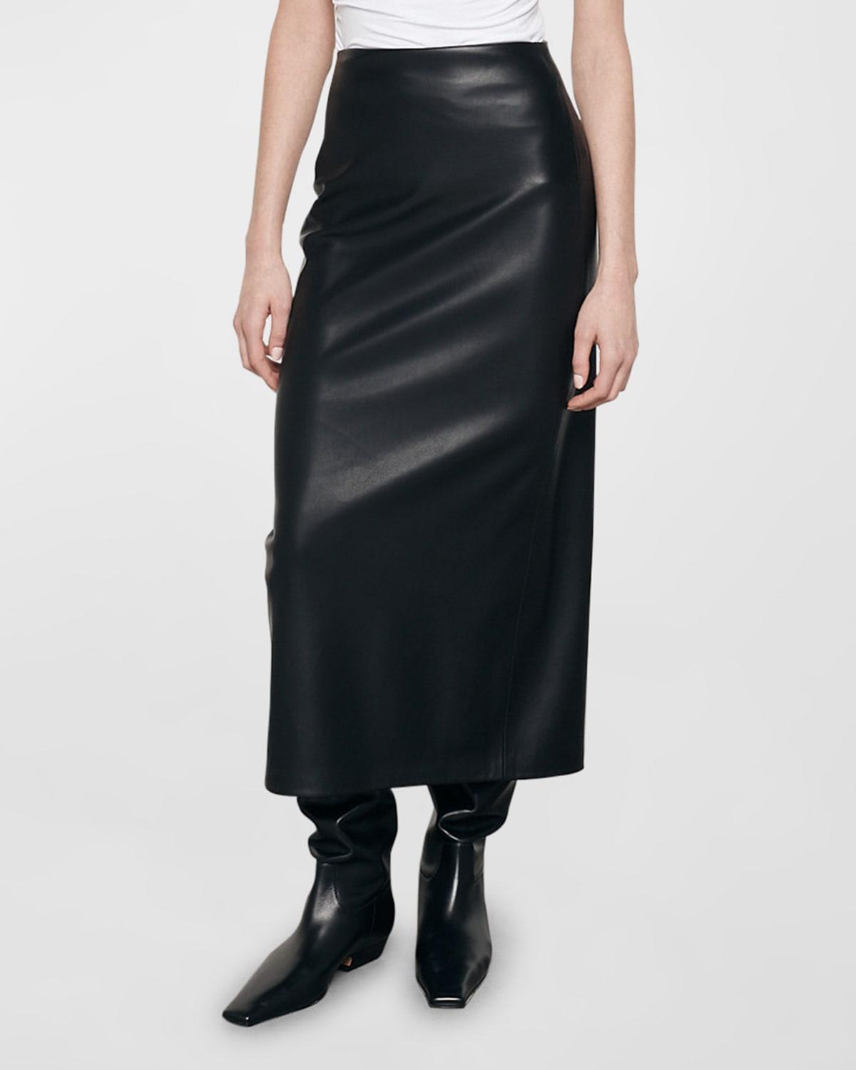 ankle-length faux leather skirt