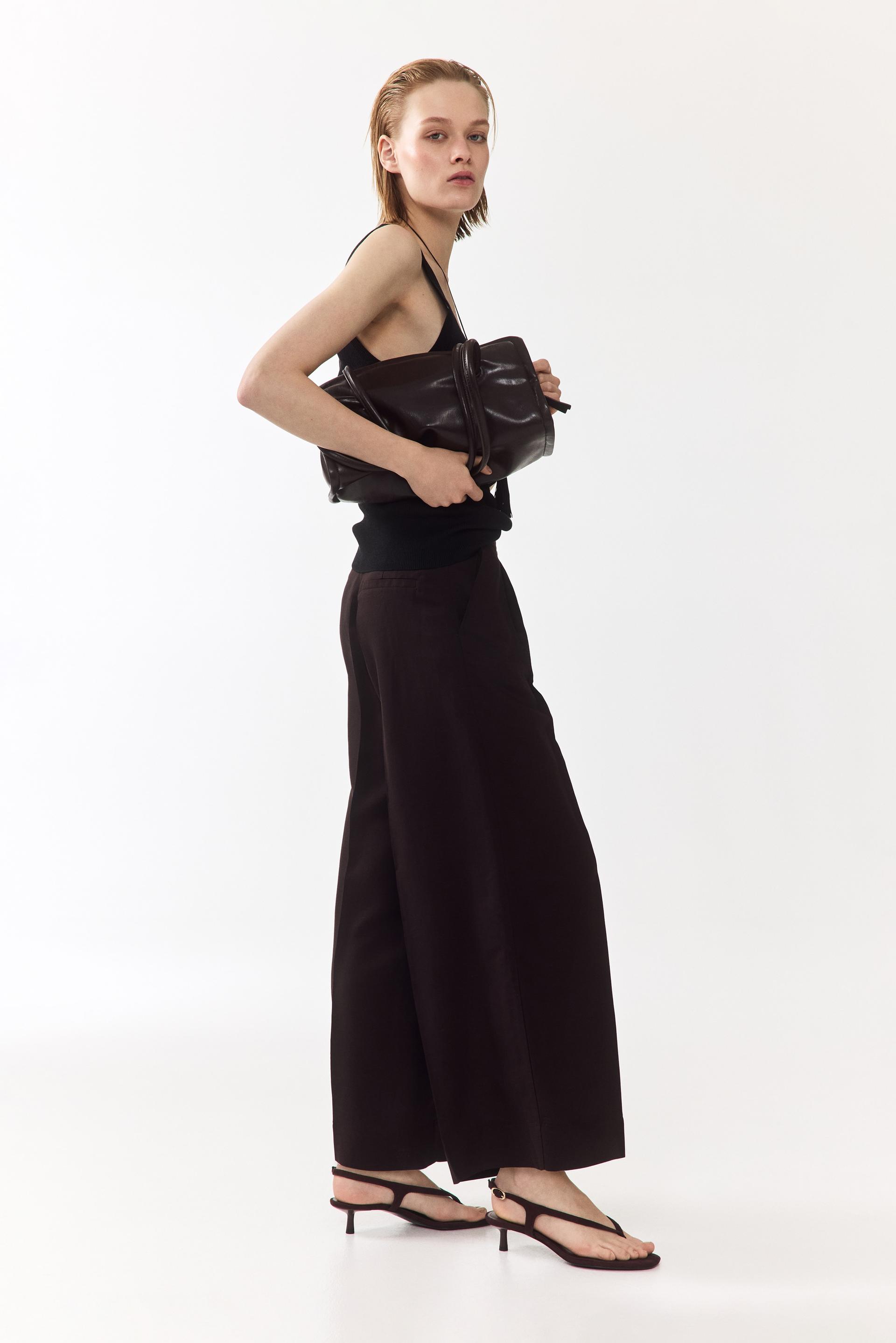 ankle-length linen-blend pants