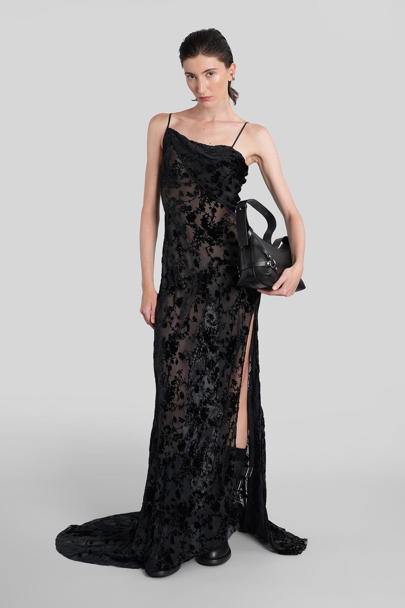 ann demeulemeester aaricia long dress in black velvet