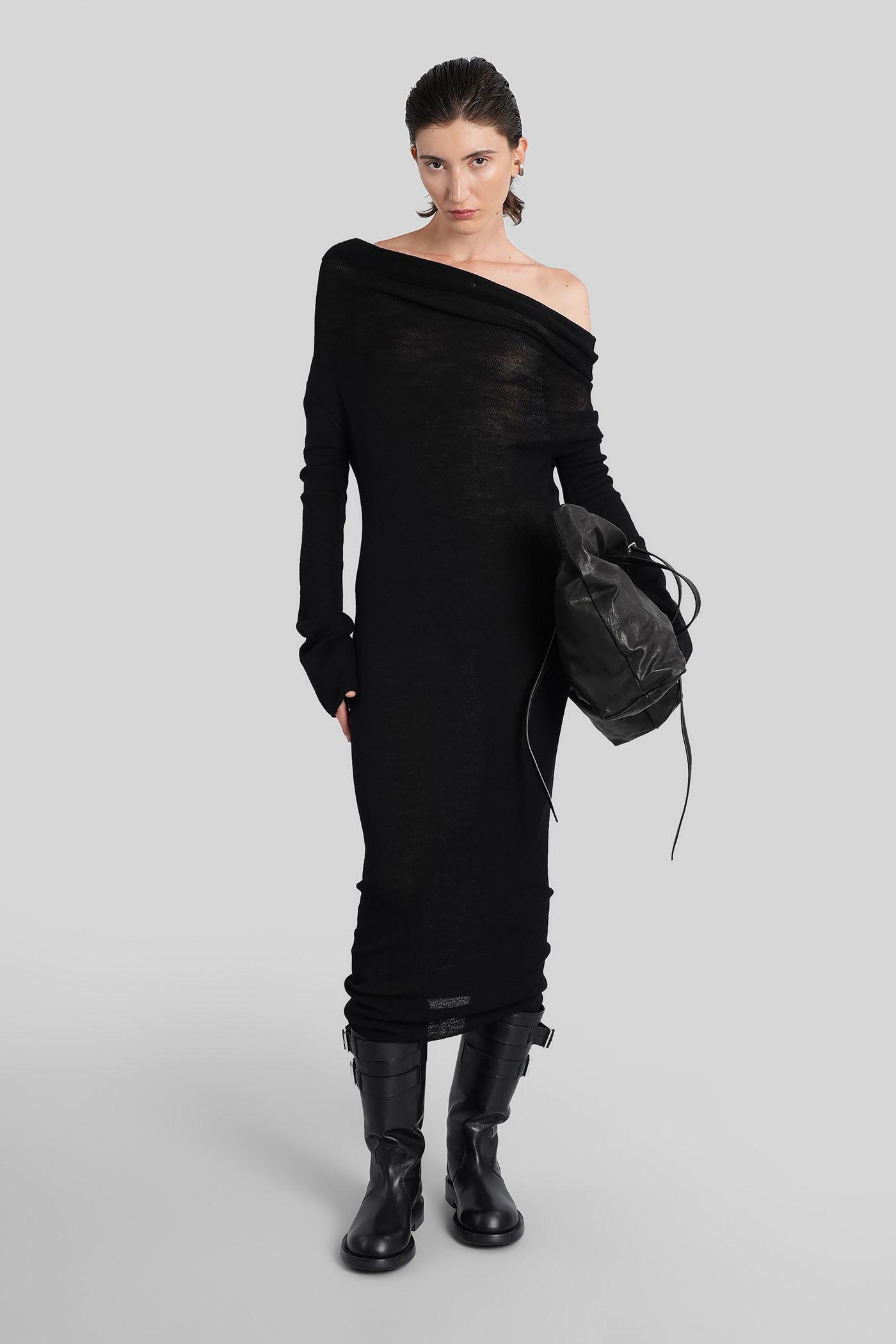 ann demeulemeester barbro long dress in black wool