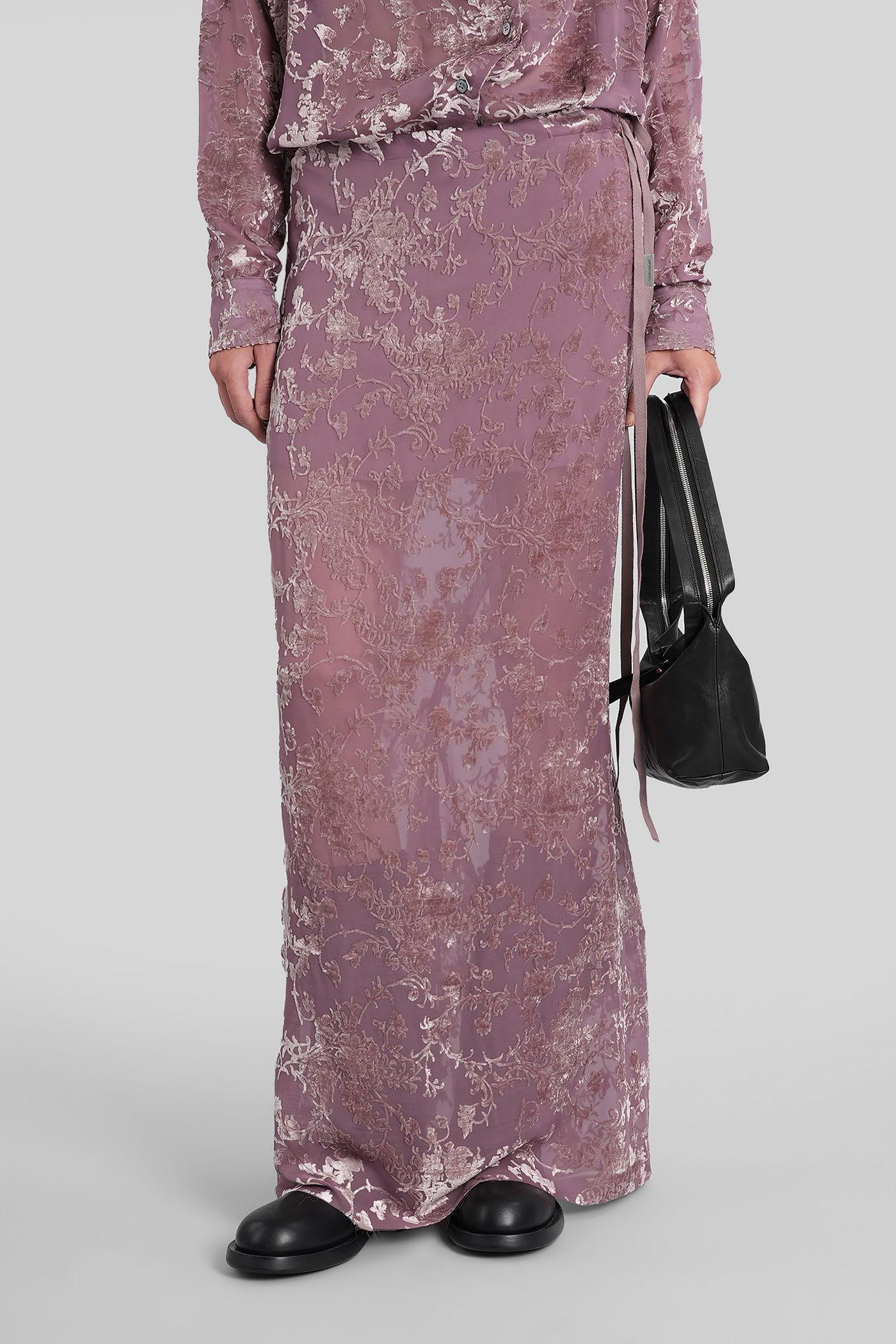 ann demeulemeester eveline skirt in rose-pink velvet