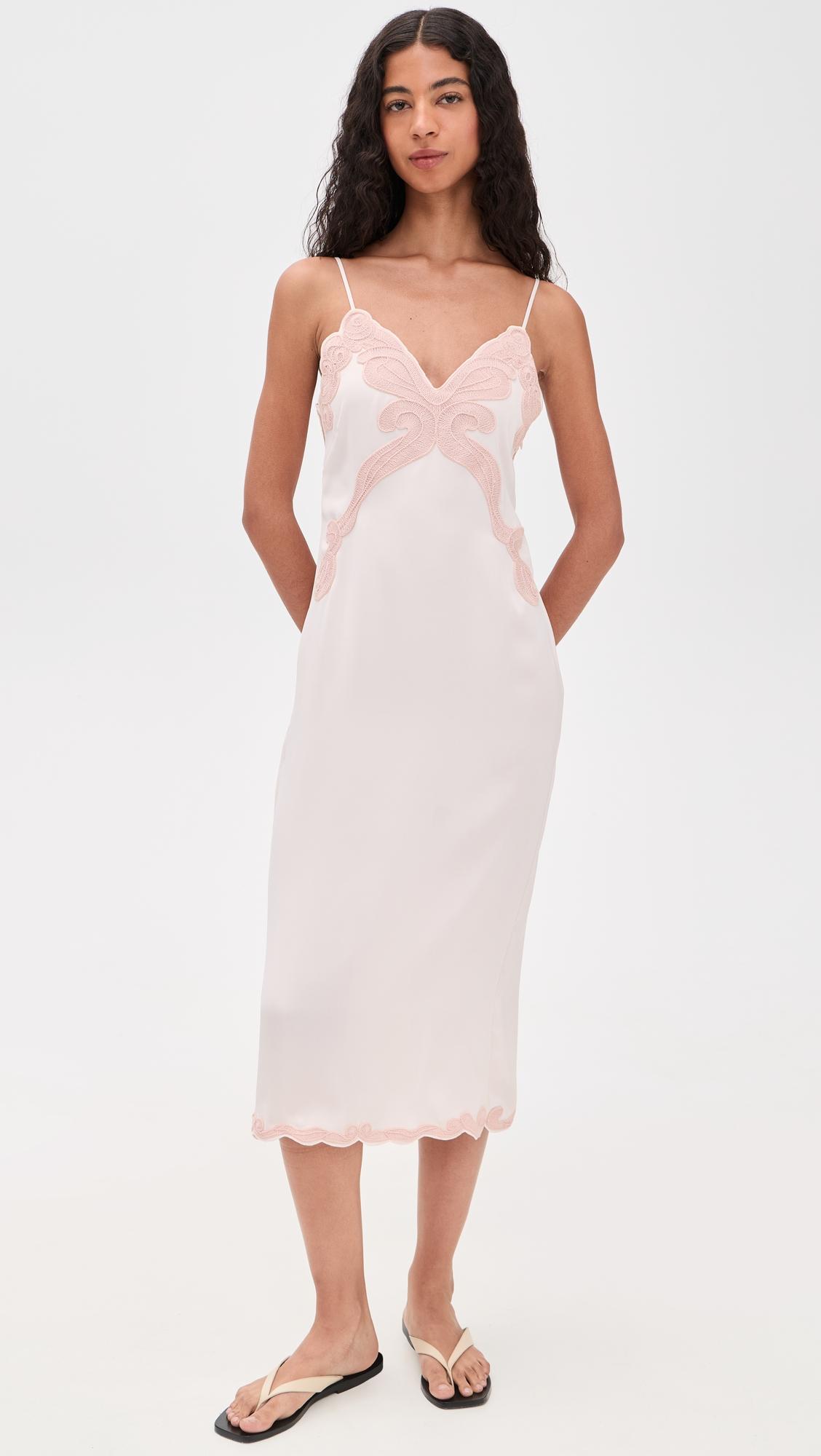 ann embroidered slip dress