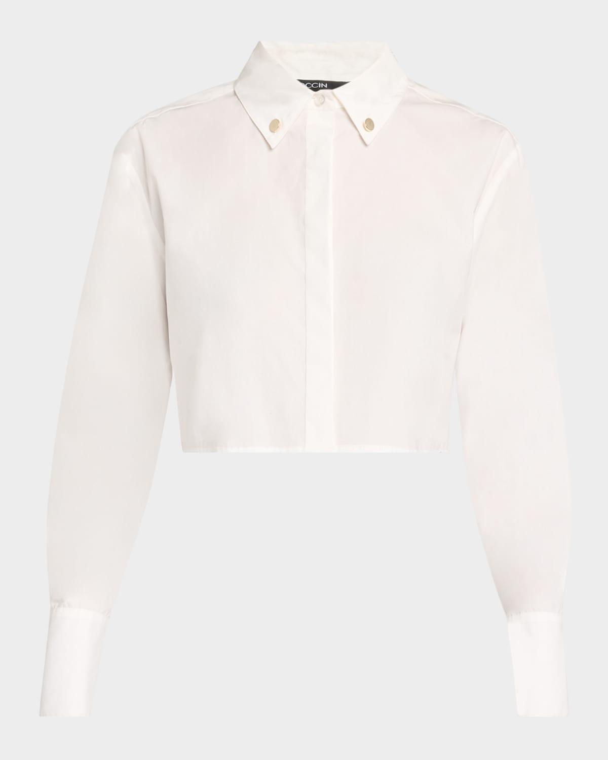 anna cropped open-back boyfriend shirt