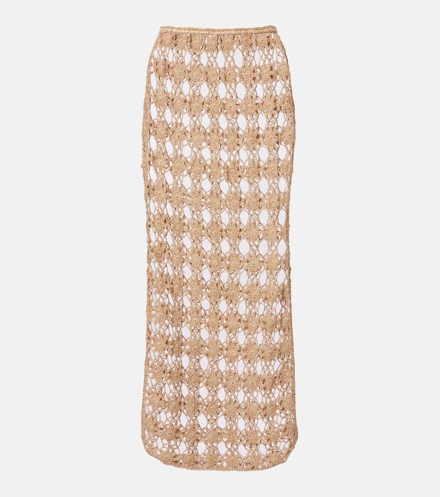 anna kosturova bella rosette crochet cotton midi skirt