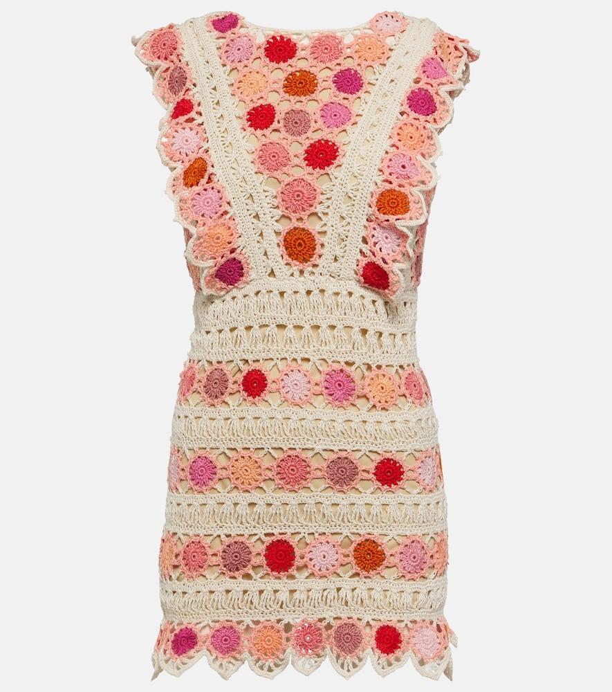 anna kosturova bouquet floral cotton crochet minidress