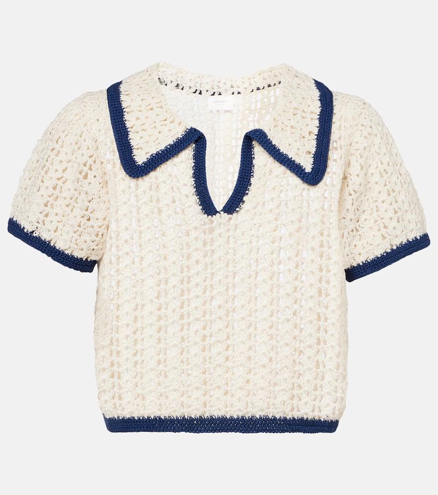 anna kosturova coastal crochet cotton polo shirt