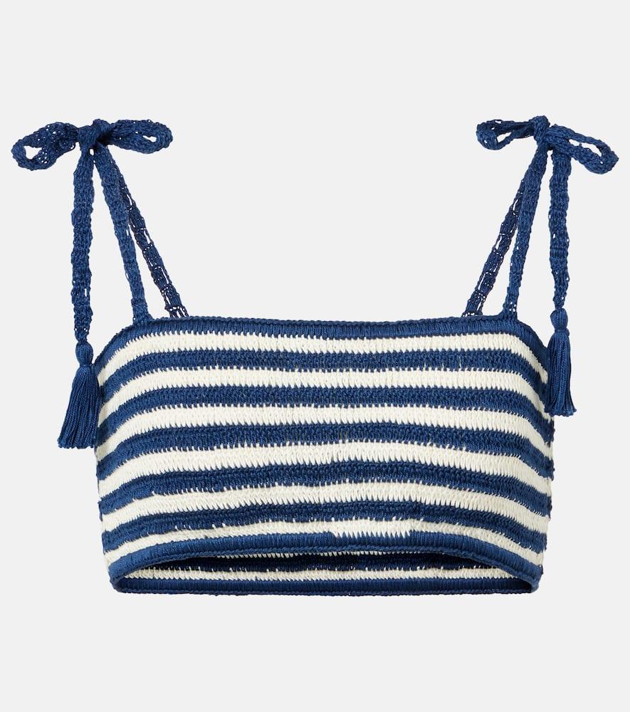 anna kosturova coastal striped crochet cotton crop top