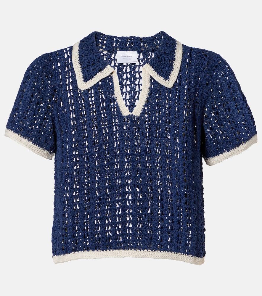 anna kosturova crochet cotton polo shirt