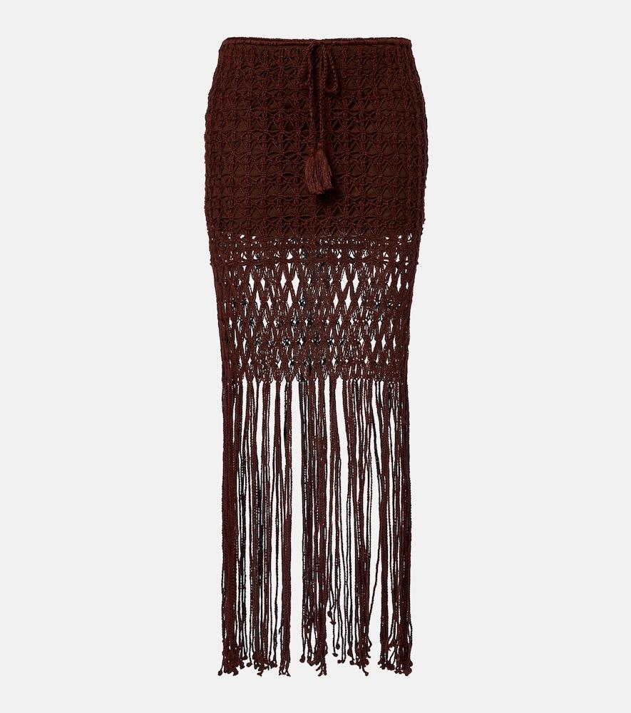 anna kosturova crochet fringed cotton miniskirt