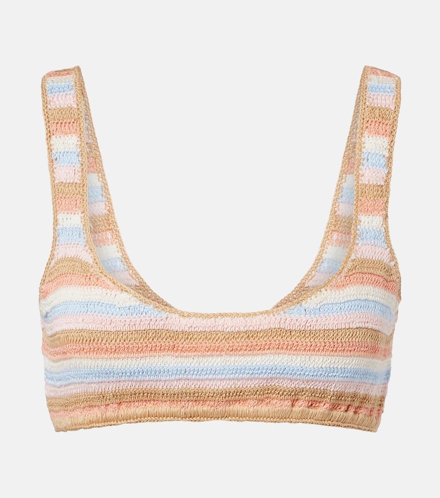anna kosturova crochet striped cotton bikini top
