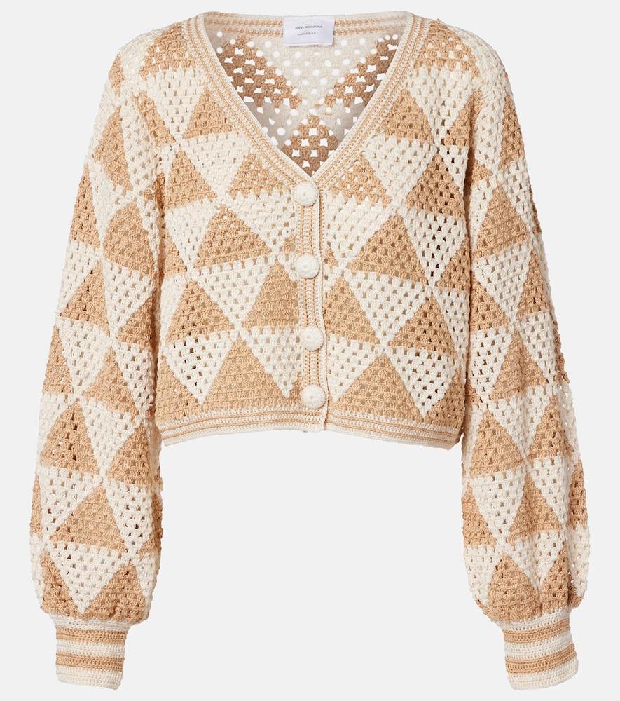 anna kosturova maija crochet cropped cotton cardigan