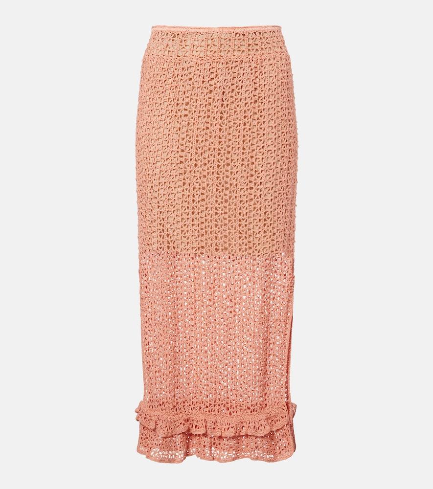 anna kosturova rosette crochet cotton maxi skirt