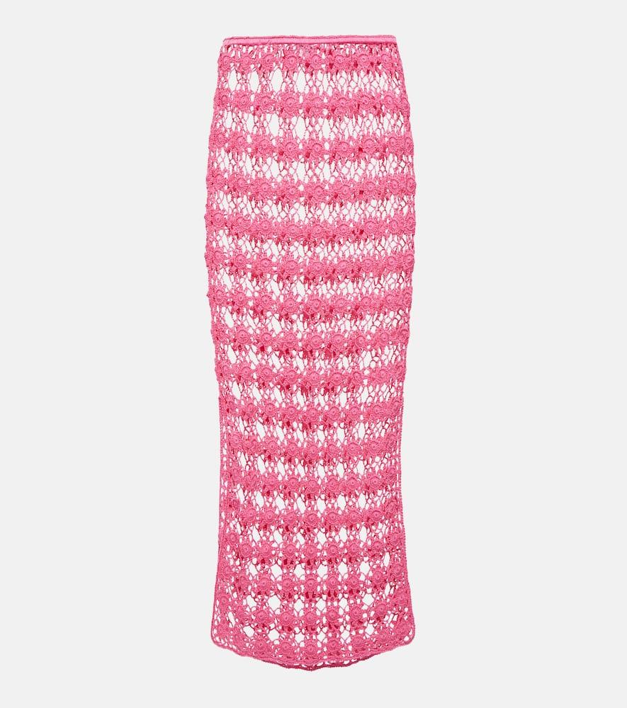 anna kosturova rosette crochet cotton maxi skirt