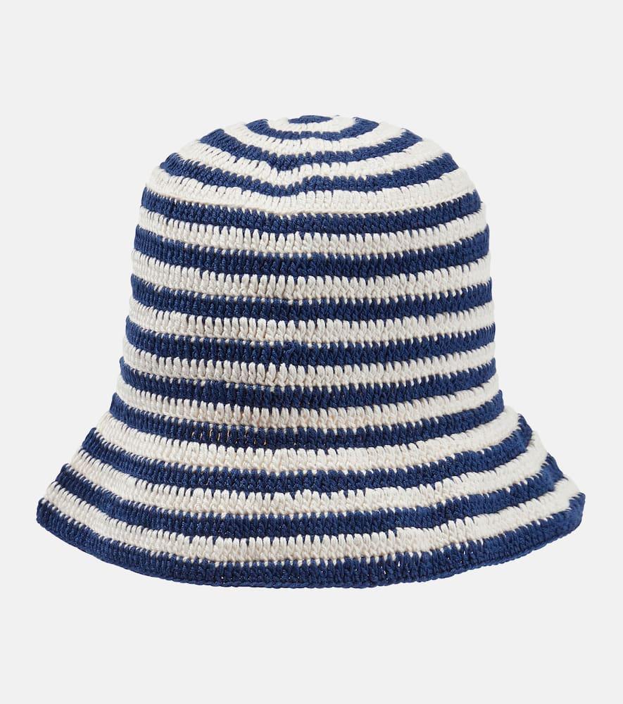 anna kosturova striped crochet bucket hat