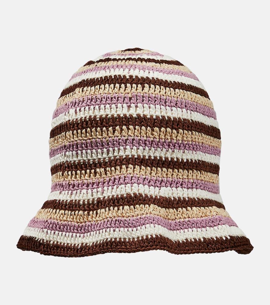 anna kosturova striped crochet cotton bucket hat