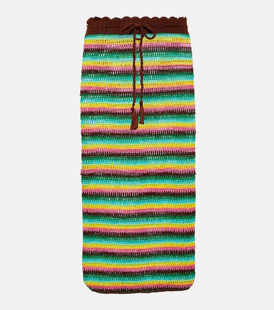 anna kosturova striped crochet cotton midi skirt