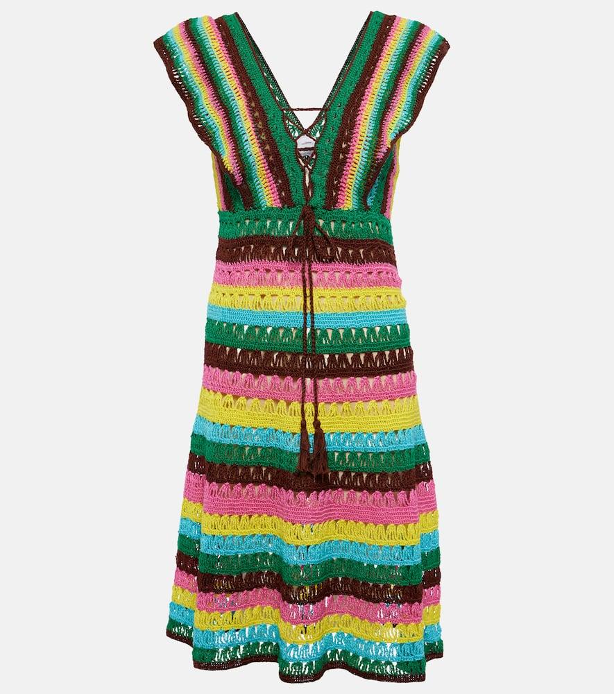 anna kosturova striped crochet cotton minidress
