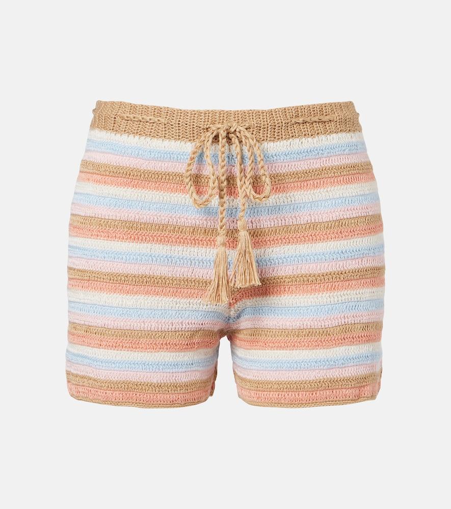anna kosturova striped crochet cotton shorts